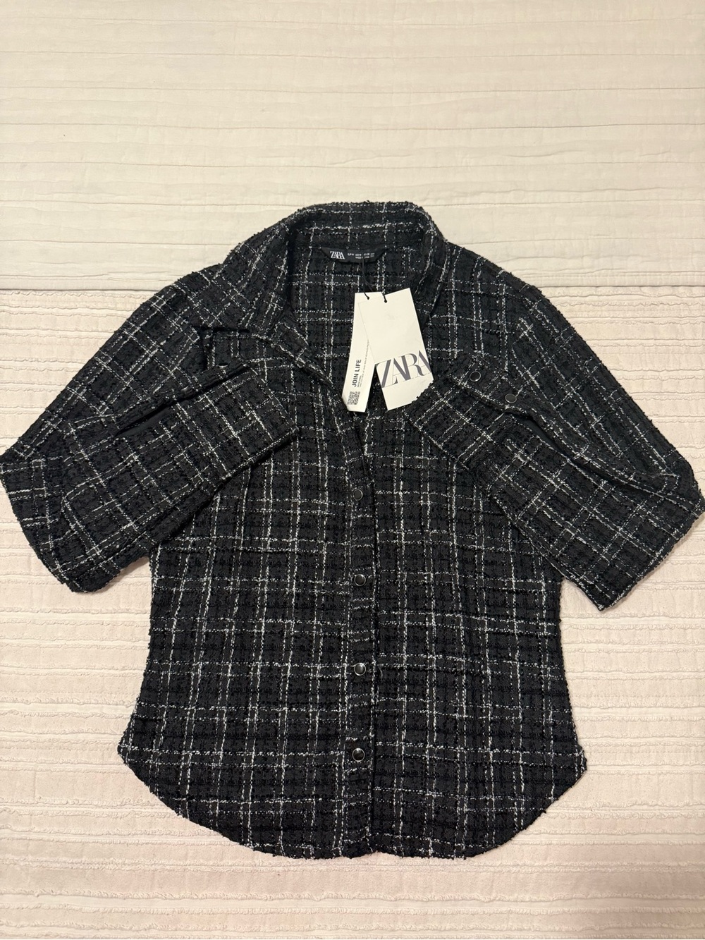 Zara Textured Plaid Jacket
